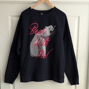 Bear With Me H&M Size XL Navy Blue Polar Bear Crewneck